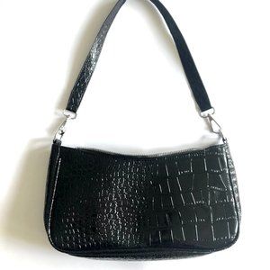 Croc Embossed Baguette Bag